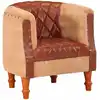 Image de Chaise Cabriolet Marron Cuir Véritable Bois De Manguier Massif Vidaxl