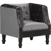 Image de Chaise Cabriolet Noir Cuir Véritable Et Bois De Manguier Massif Vidaxl