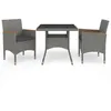 Image de vidaXL Ensemble à manger de jardin 3 pcs Gris Résine tressée et acacia 3058315