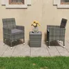 Image de Ensemble De Bistro 3 Pcs Résine Tressée Et Verre Trempé Gris Vidaxl