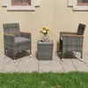 Image de Ensemble De Bistro 3 Pcs Résine Tressée Et Verre Trempé Gris Vidaxl