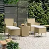 Image de Ensemble De Bistro 5 Pcs Résine Tressée Et Verre Trempé Beige Vidaxl