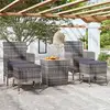 Image de Ensemble De Bistro De Jardin 5pcs Résine Tressée Et Acacia Gris Vidaxl
