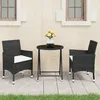 Image de Ensemble De Bistro De Jardin 3 Pcs Poly Rotin Et Verre Trempé Vidaxl