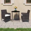 Image de Ensemble De Bistro De Jardin 3 Pcs Poly Rotin Et Verre Trempé Vidaxl