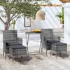 Image de Ensemble De Bistro Jardin 5pcs Résine Tressée Verre Trempé Gris Vidaxl