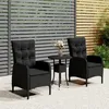 Image de Ensemble De Bistro De Jardin 3 Pcs Résine Tressée Noir Vidaxl