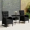 Image de Ensemble De Bistro De Jardin 3 Pcs Résine Tressée Noir Vidaxl