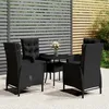 Image de Ensemble De Bistro De Jardin 5 Pcs Résine Tressée Noir Vidaxl