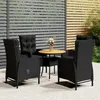 Image de Ensemble De Bistro De Jardin 5 Pcs Résine Tressée Noir Vidaxl