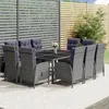 Image de vidaXL Mobilier à Dîner de Jardin 11 pcs Mobilier de Salle à Manger de Terrasse Table et Chaises de Repas Salon de Jardin 3058554
