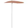 Image de Demi-parasol De Jardin Avec Mât 180x90 Cm Terre Cuite Vidaxl