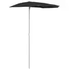 Image de Demi-parasol De Jardin Avec Mât 180x90 Cm Noir Vidaxl