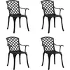 Image de Chaises De Jardin Lot De 4 Aluminium Coulé Noir Vidaxl