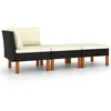 Image de vidaXL Salon de jardin 3pcs Résine tressée et bois deucalyptus massif