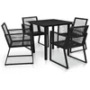 Image de Ensemble table et chaises - vidaXL - Mobilier à dîner dextérieur - Rotin PVC - Noir - 4 personnes