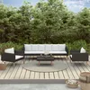 Image de Salon de jardin - vidaXL - 4 pcs - Résine tressée noire - Coussins inclus - Style contemporain