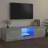 Image de vidaXL Meuble TV avec éclairage LED Gris Béton 140x40x36 cm Panneaux de bois & verre trempé Support TV jusqu'à 60 804296