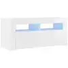 Image de Vidaxl meuble tv avec lumières led blanc brillant 90x35x40 cm