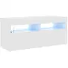 Image de Vidaxl meuble tv avec lumières led blanc brillant 90x35x40 cm