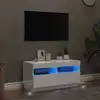 Image de Meuble Tv Avec Lumières Led Blanc Brillant 80x35x40 Cm Vidaxl