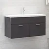 Image de Armoire D'évier Gris Brillant 90x38,5x46 Cm Bois D’ingénierie Vidaxl