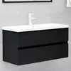 Image de vidaXL Armoire dévier Noir 90x385x45 cm Aggloméré