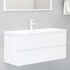 Image de vidaXL Armoire dévier Blanc 100x385x45 cm Aggloméré