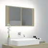 Image de Armoire À Miroir À Led De Bain Chêne Sonoma 80x12x45 Acrylique Vidaxl