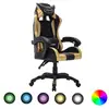 Image de Fauteuil De Jeux Vidéo Avec Led Rvb Doré Et Noir Similicuir Vidaxl