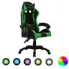Image de Fauteuil De Jeux Vidéo Avec Led Rvb Vert Et Noir Similicuir Vidaxl