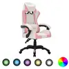 Image de Fauteuil De Jeux Vidéo Avec Led Rvb Rose Et Noir Similicuir Vidaxl