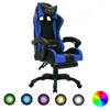 Image de Fauteuil De Jeux Vidéo Avec Led Rvb Bleu Et Noir Similicuir Vidaxl
