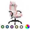 Image de Fauteuil De Jeux Vidéo Avec Led Rvb Rose Et Blanc Similicuir Vidaxl