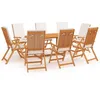 Image de vidaXL Salon de Jardin 9 pcs avec Coussins Mobilier de Salle à Manger dExtérieur Table et Chaises à Dîner Patio Bois 3059558