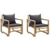 Image de Chaises De Jardin Avec Coussins Lot De 2 Bambou Vidaxl