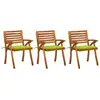 Image de Chaises À Manger De Jardin Avec Coussins Lot De 3 Acacia Massif Vidaxl