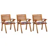 Image de Chaises À Manger De Jardin Avec Coussins Lot De 3 Acacia Massif Vidaxl