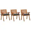 Image de Chaises À Manger De Jardin Avec Coussins Lot De 3 Acacia Massif Vidaxl