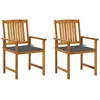 Image de Chaises De Jardin Avec Coussins Lot De 2 Bois D'acacia Massif Vidaxl