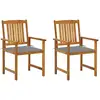 Image de Chaises De Jardin Avec Coussins Lot De 2 Bois D'acacia Massif Vidaxl