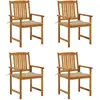 Image de Chaises De Jardin Avec Coussins Lot De 4 Bois D'acacia Massif Vidaxl