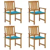 Image de Chaises De Jardin Avec Coussins Lot De 4 Bois D'acacia Massif Vidaxl