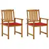 Image de Chaises De Jardin Avec Coussins Lot De 2 Bois D'acacia Massif Vidaxl