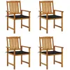 Image de Chaises De Jardin Avec Coussins Lot De 4 Bois D'acacia Massif Vidaxl