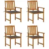 Image de Chaises De Jardin Avec Coussins Lot De 4 Bois D'acacia Massif Vidaxl