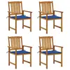 Image de Chaises De Jardin Avec Coussins Lot De 4 Bois D'acacia Massif Vidaxl