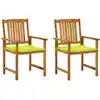 Image de Chaises De Jardin Avec Coussins Lot De 2 Bois D'acacia Massif Vidaxl