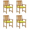 Image de Chaises De Jardin Avec Coussins Lot De 4 Bois D'acacia Massif Vidaxl