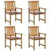 Image de Chaises De Jardin Avec Coussins Lot De 4 Bois D'acacia Massif Vidaxl